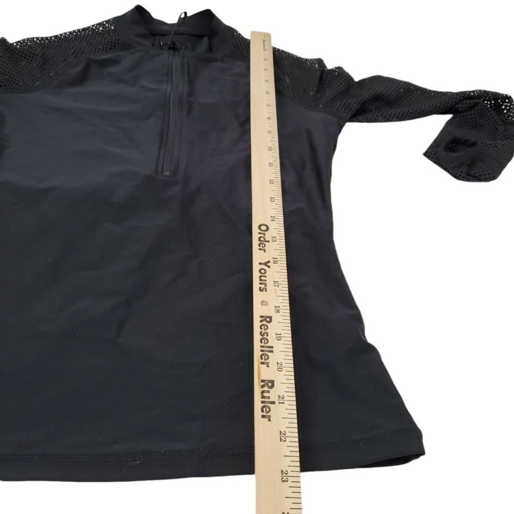 J. Crew Rash Guard Small  Black Mesh Insert Long Sleeve  Swim Cover Up Stretch - Picture 11 of 11